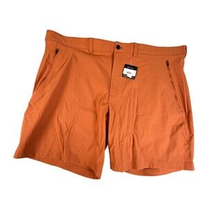 Eddie Bauer Horizon Guide Wander Shorts Mens 48x10 Orange Nylon Stretch Hiking